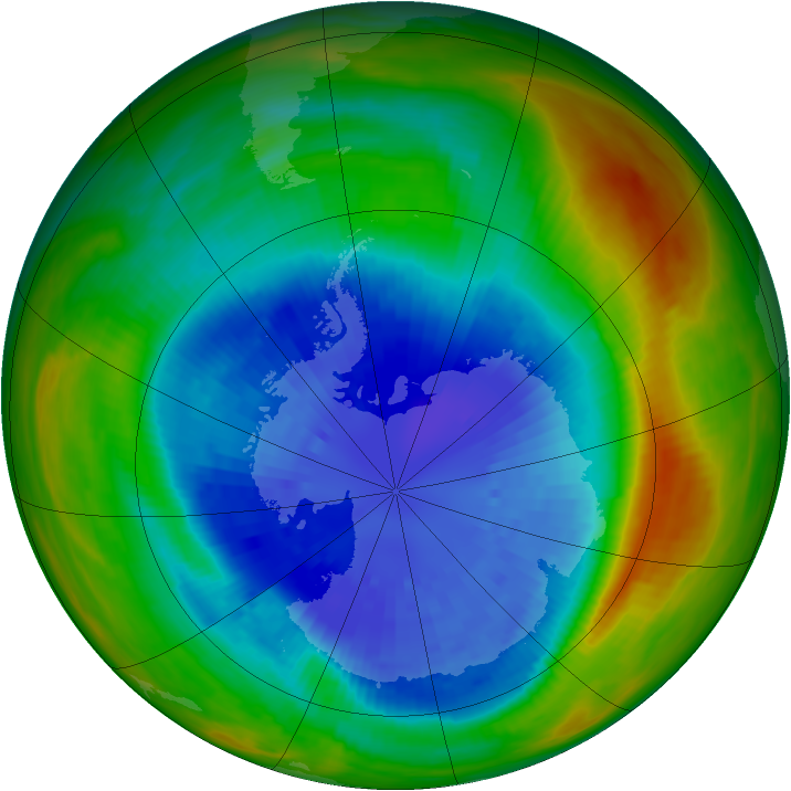Antarctic ozone map for 13 September 1989